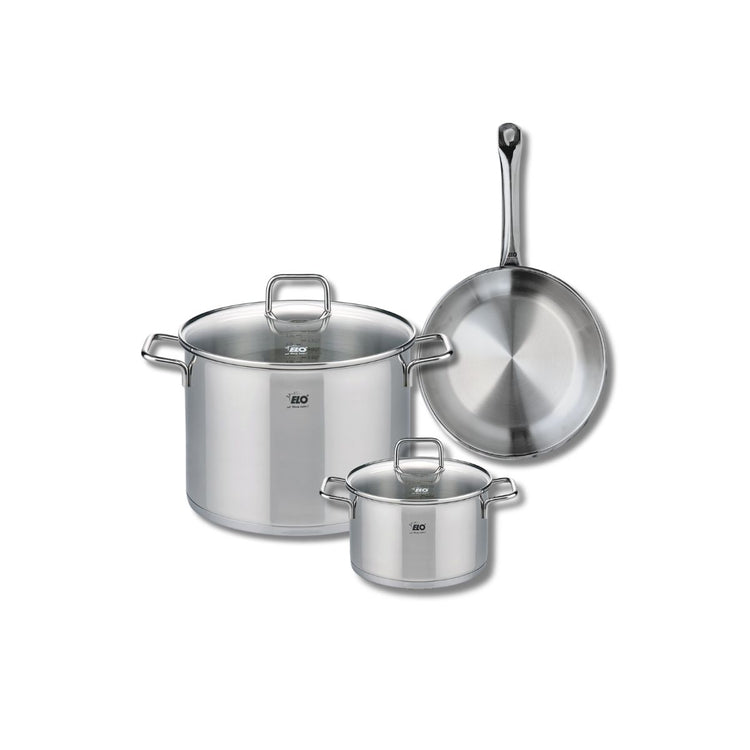 Ensemble de 1 Poêle de cuisson 24 cm et 2 faitouts 16 et 26 cm Elo Profi Citrin