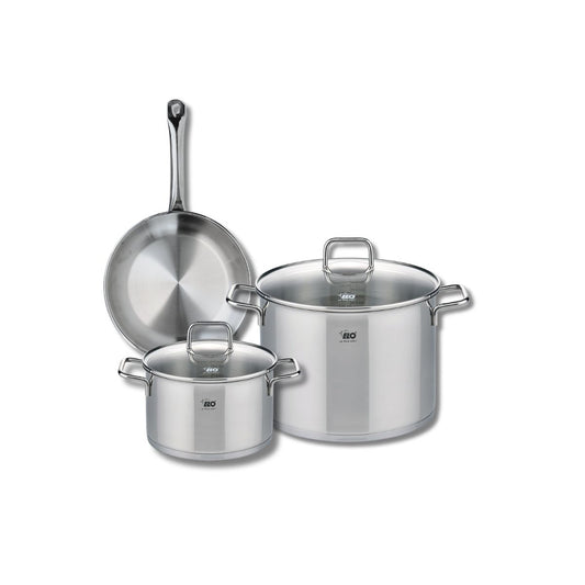 Ensemble de 1 Poêle de cuisson 24 cm et 2 faitouts 20 et 26 cm Elo Profi Citrin