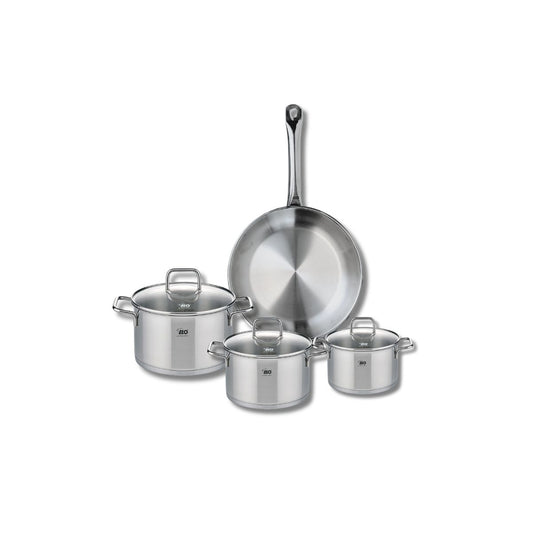 Ensemble de 1 Poêle de cuisson 24 cm et 3 faitouts 12, 14 et 16 cm Elo Profi Citrin