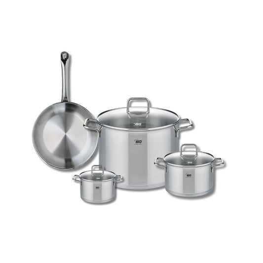 Ensemble de 1 Poêle de cuisson 24 cm et 3 faitouts 12, 16 et 26 cm Elo Profi Citrin