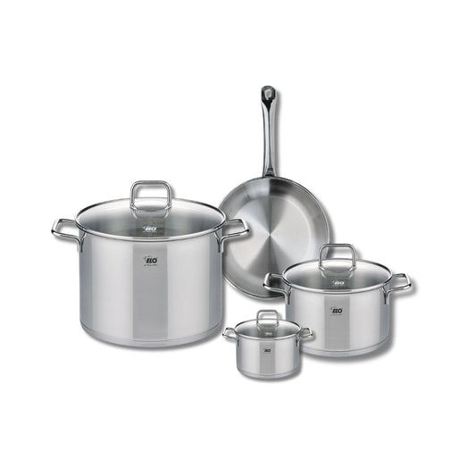 Ensemble de 1 Poêle de cuisson 24 cm et 3 faitouts 12, 20 et 26 cm Elo Profi Citrin