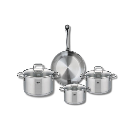 Ensemble de 1 Poêle de cuisson 24 cm et 3 faitouts 14, 16 et 20 cm Elo Profi Citrin