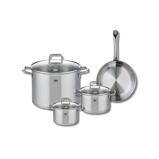 Ensemble de 1 Poêle de cuisson 24 cm et 3 faitouts 14, 16 et 26 cm Elo Profi Citrin