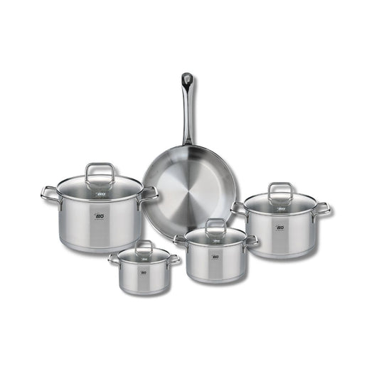 Ensemble de 1 Poêle de cuisson 24 cm et 4 faitouts 12, 14, 16 et 20 cm Elo Profi Citrin