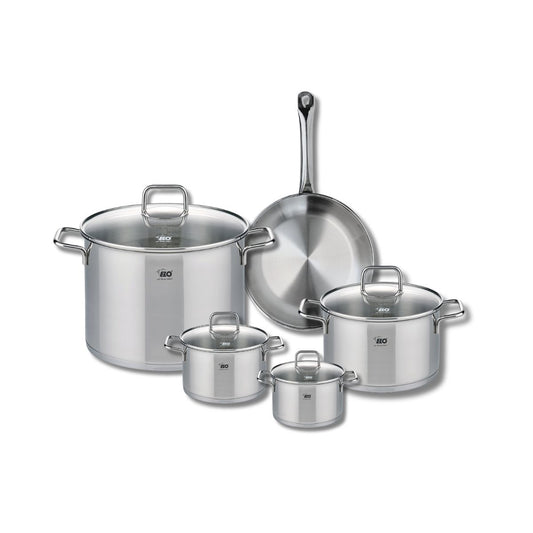 Ensemble de 1 Poêle de cuisson 24 cm et 4 faitouts 12, 14, 20 et 26 cm Elo Profi Citrin