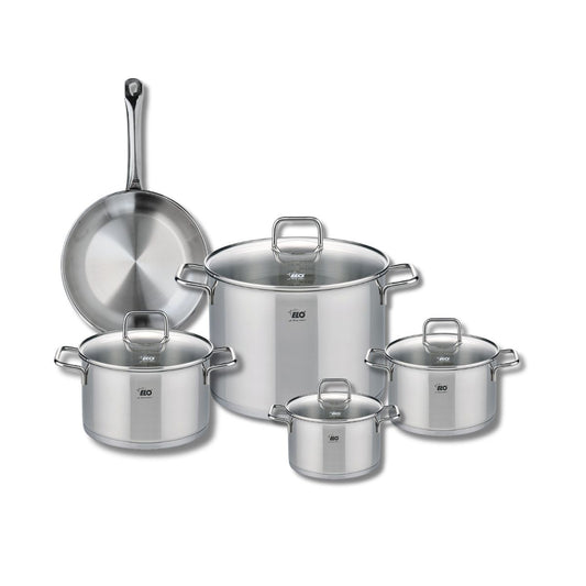 Ensemble de 1 Poêle de cuisson 24 cm et 4 faitouts 14, 16, 20 et 26 cm Elo Profi Citrin