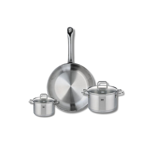 Ensemble de 1 Poêle de cuisson 28 cm et 2 faitouts 12 et 16 cm Elo Profi Citrin