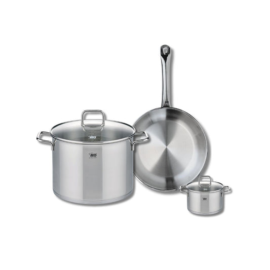 Ensemble de 1 Poêle de cuisson 28 cm et 2 faitouts 12 et 26 cm Elo Profi Citrin