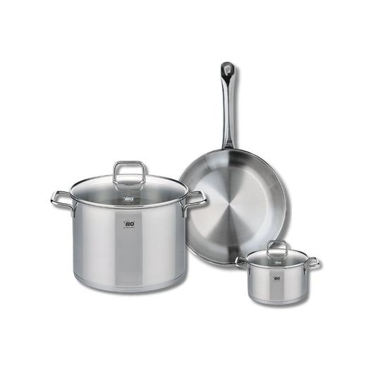 Ensemble de 1 Poêle de cuisson 28 cm et 2 faitouts 14 et 26 cm Elo Profi Citrin