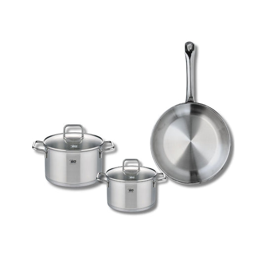 Ensemble de 1 Poêle de cuisson 28 cm et 2 faitouts 16 et 20 cm Elo Profi Citrin