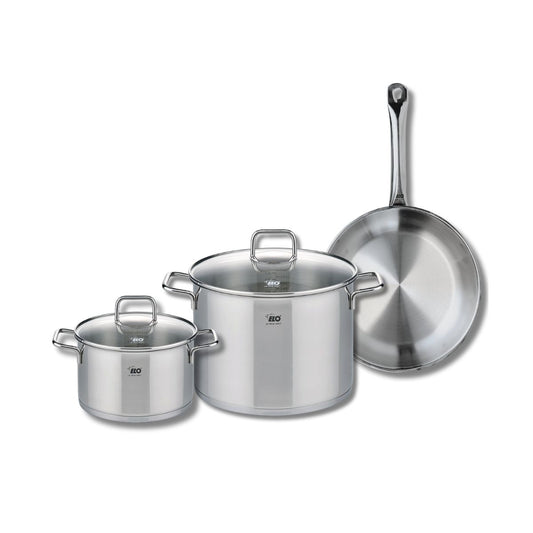 Ensemble de 1 Poêle de cuisson 28 cm et 2 faitouts 20 et 26 cm Elo Profi Citrin