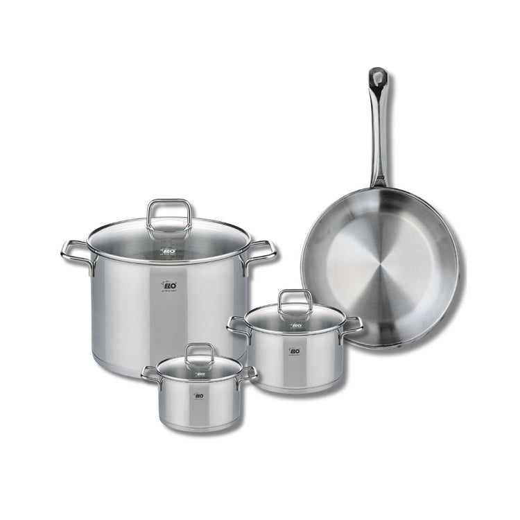 Ensemble de 1 Poêle de cuisson 28 cm et 3 faitouts 14, 16 et 26 cm Elo Profi Citrin