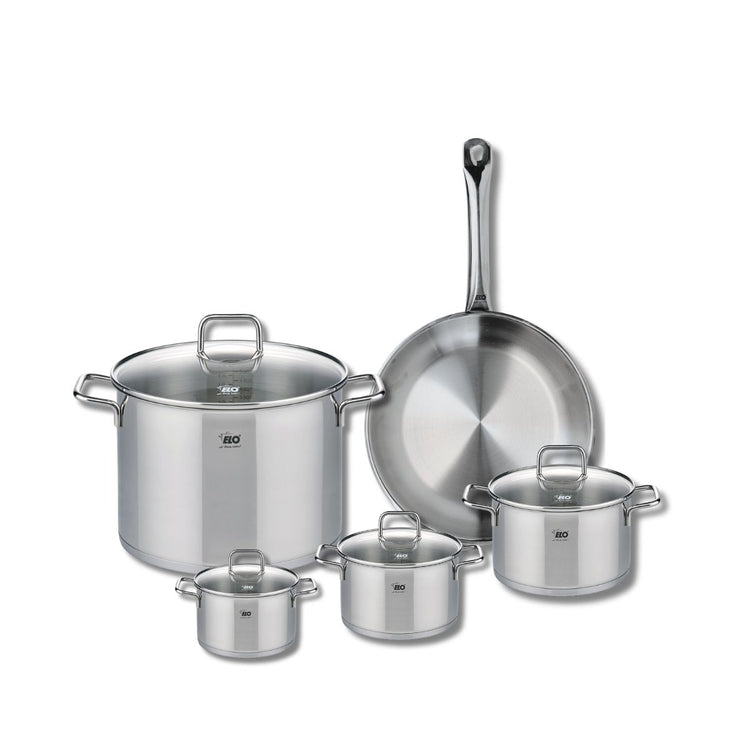 Ensemble de 1 Poêle de cuisson 28 cm et 4 faitouts 12, 14, 16 et 26 cm Elo Profi Citrin