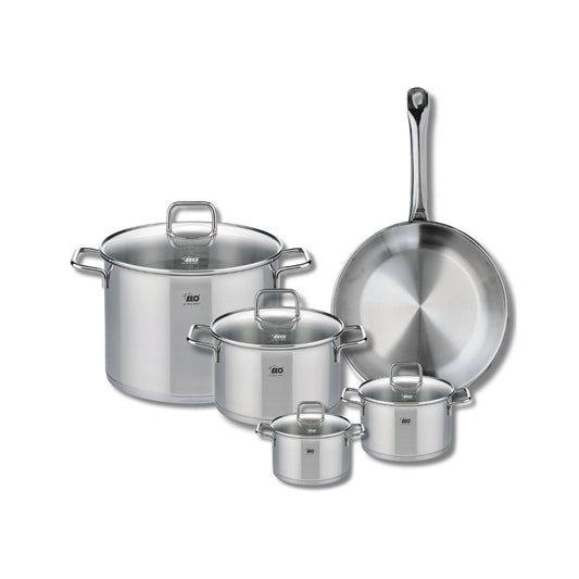 Ensemble de 1 Poêle de cuisson 28 cm et 4 faitouts 12, 14, 20 et 26 cm Elo Profi Citrin