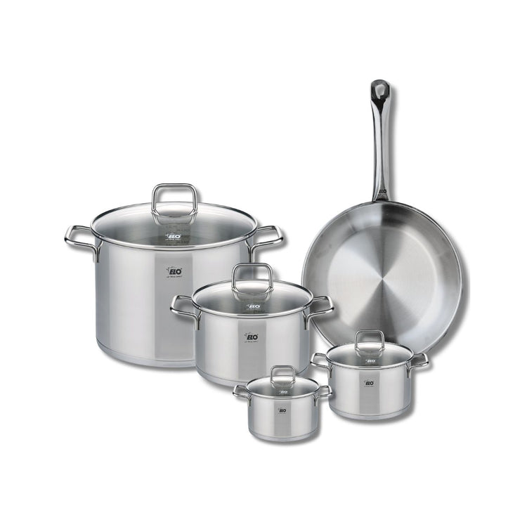 Ensemble de 1 Poêle de cuisson 28 cm et 4 faitouts 12, 14, 20 et 26 cm Elo Profi Citrin