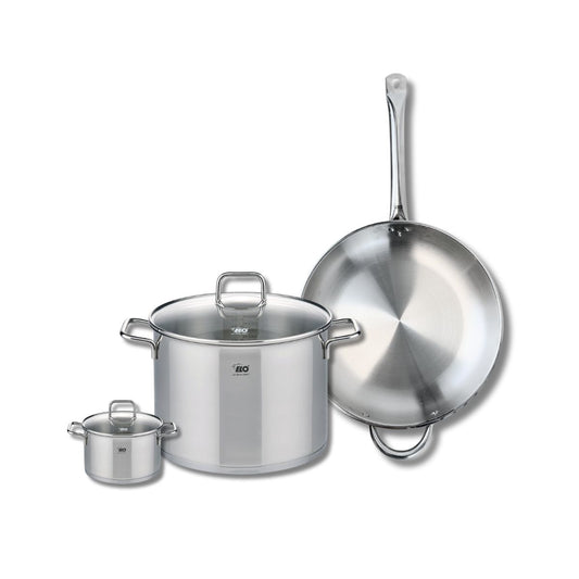 Ensemble de 1 Poêle de cuisson 32 cm et 2 faitouts 12 et 26 cm Elo Profi Citrin