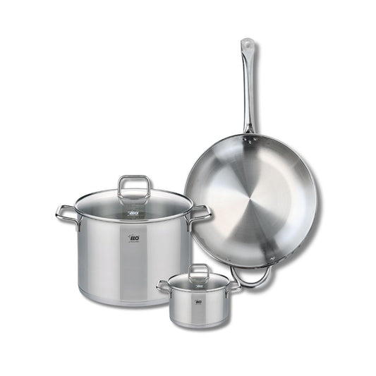 Ensemble de 1 Poêle de cuisson 32 cm et 2 faitouts 14 et 26 cm Elo Profi Citrin