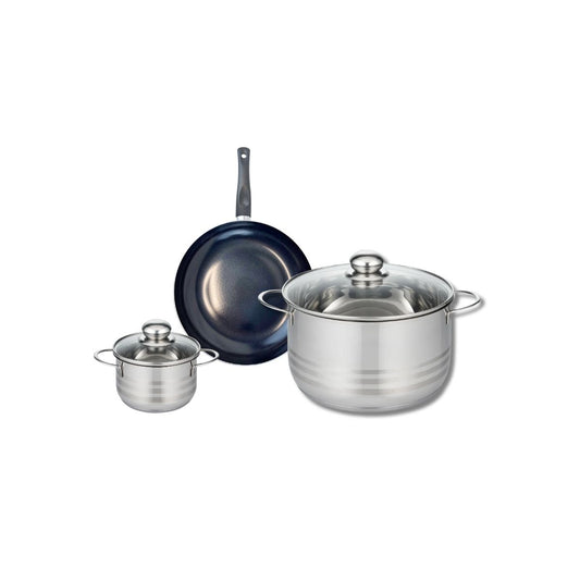 Ensemble de 1 Poêle de cuisson 20 cm et 2 faitouts 12 et 24 cm Elo Prima Brillant