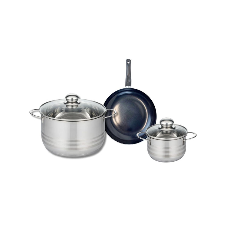 Ensemble de 1 Poêle de cuisson 20 cm et 2 faitouts 14 et 24 cm Elo Prima Brillant