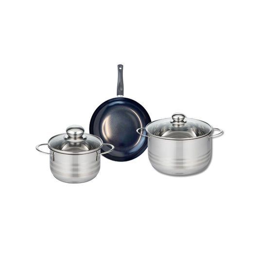 Ensemble de 1 Poêle de cuisson 20 cm et 2 faitouts 16 et 20 cm Elo Prima Brillant