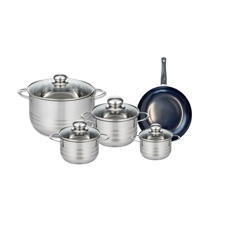 Ensemble de 1 Poêle de cuisson 20 cm et 4 faitouts 12, 14, 16 et 24 cm Elo Prima Brillant