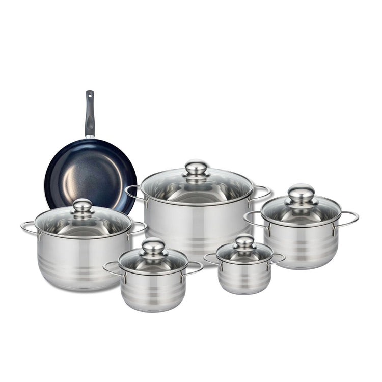 Ensemble de 1 Poêle de cuisson 20 cm et 5 faitouts 12, 14, 16, 20 et 24 cm Elo Prima Brillant