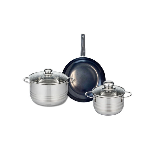 Ensemble de 1 Poêle de cuisson 24 cm et 2 faitouts 16 et 20 cm Elo Prima Brillant