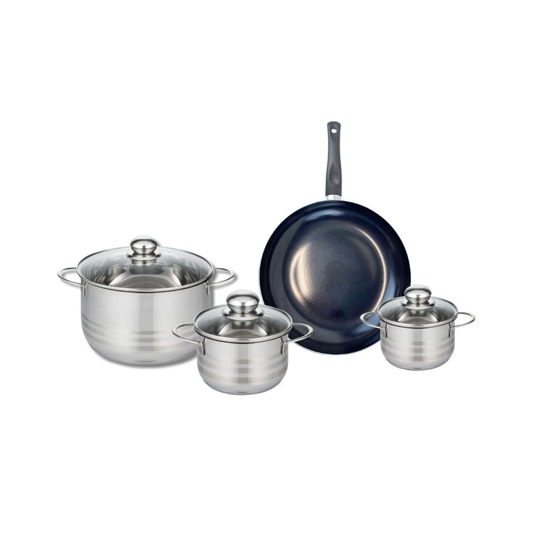 Ensemble de 1 Poêle de cuisson 24 cm et 3 faitouts 12, 14 et 20 cm Elo Prima Brillant