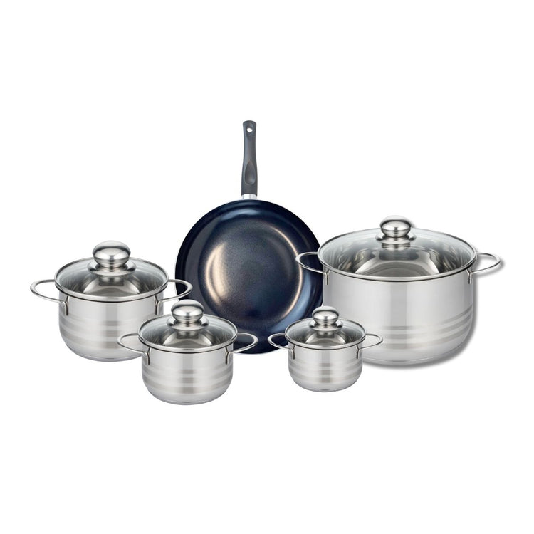 Ensemble de 1 Poêle de cuisson 24 cm et 4 faitouts 12, 14, 16 et 24 cm Elo Prima Brillant