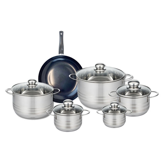 Ensemble de 1 Poêle de cuisson 24 cm et 5 faitouts 12, 14, 16, 20 et 24 cm Elo Prima Brillant