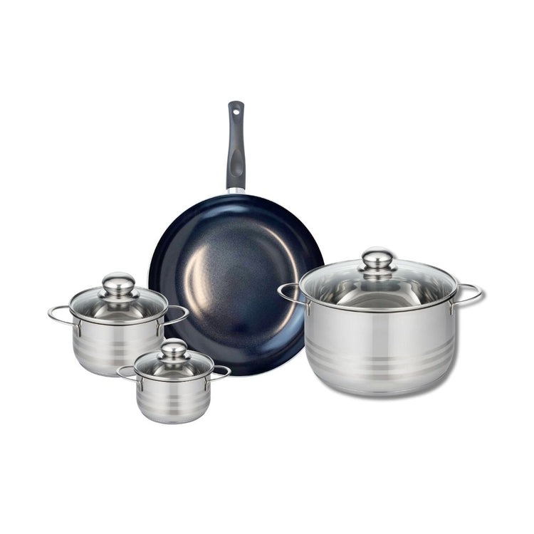 Ensemble de 1 Poêle de cuisson 28 cm et 3 faitouts 12, 14 et 24 cm Elo Prima Brillant