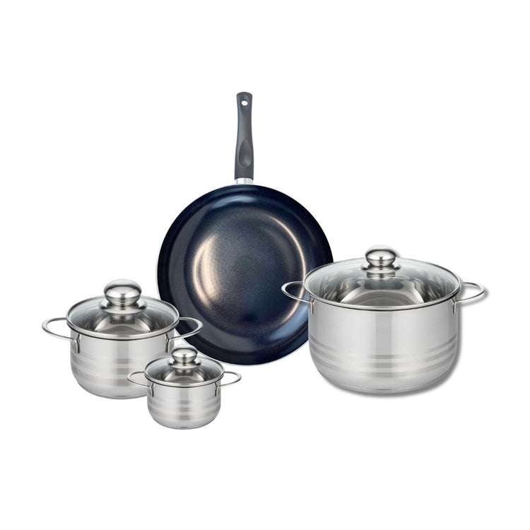 Ensemble de 1 Poêle de cuisson 28 cm et 3 faitouts 12, 16 et 24 cm Elo Prima Brillant