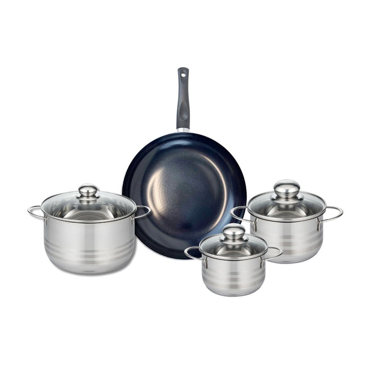 Ensemble de 1 Poêle de cuisson 28 cm et 3 faitouts 14, 16 et 20 cm Elo Prima Brillant