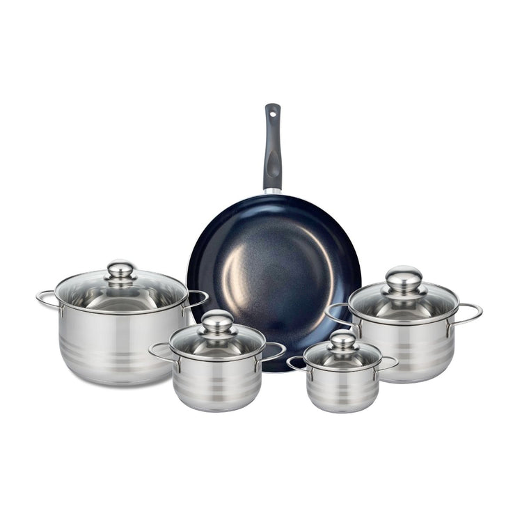 Ensemble de 1 Poêle de cuisson 28 cm et 4 faitouts 12, 14, 16 et 20 cm Elo Prima Brillant