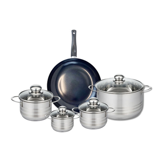 Ensemble de 1 Poêle de cuisson 28 cm et 4 faitouts 12, 14, 16 et 24 cm Elo Prima Brillant