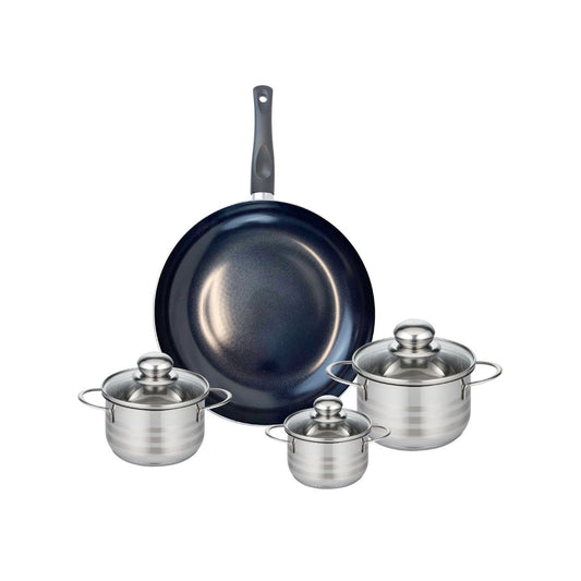 Ensemble de 1 Poêle de cuisson 32 cm et 3 faitouts 12, 14 et 16 cm Elo Prima Brillant