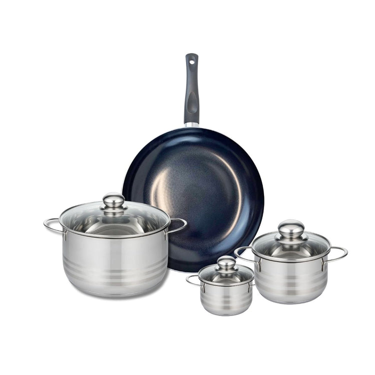 Ensemble de 1 Poêle de cuisson 32 cm et 3 faitouts 12, 16 et 24 cm Elo Prima Brillant