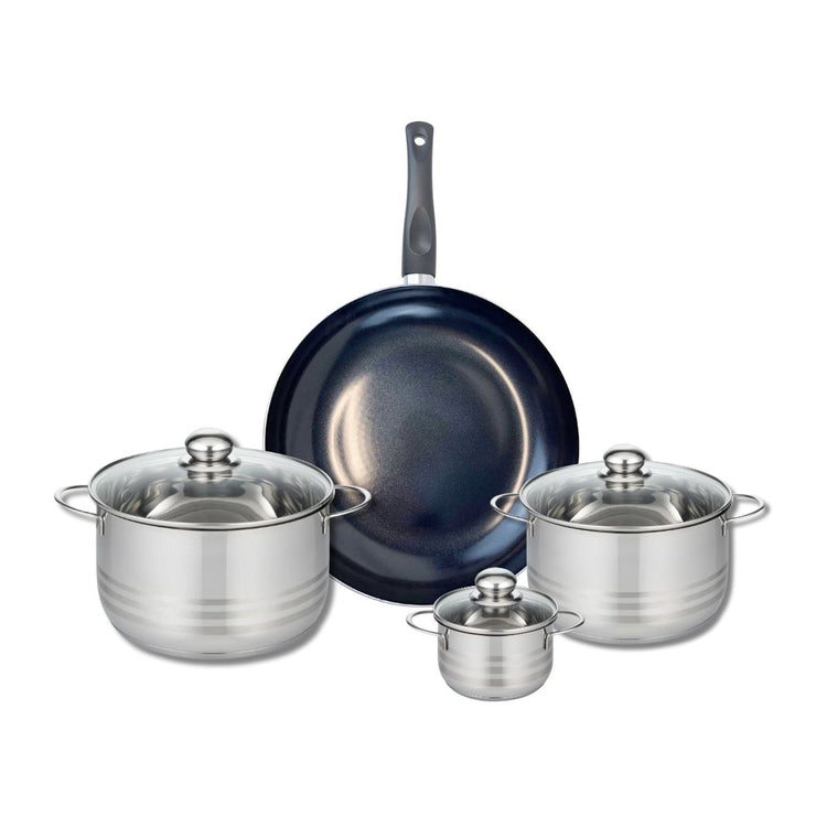 Ensemble de 1 Poêle de cuisson 32 cm et 3 faitouts 12, 20 et 24 cm Elo Prima Brillant