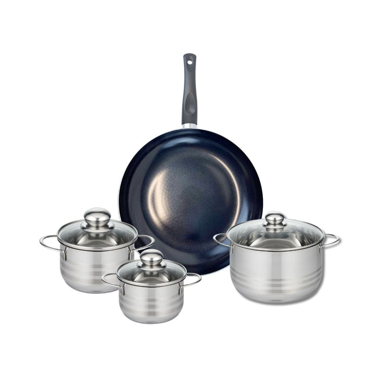 Ensemble de 1 Poêle de cuisson 32 cm et 3 faitouts 14, 16 et 20 cm Elo Prima Brillant