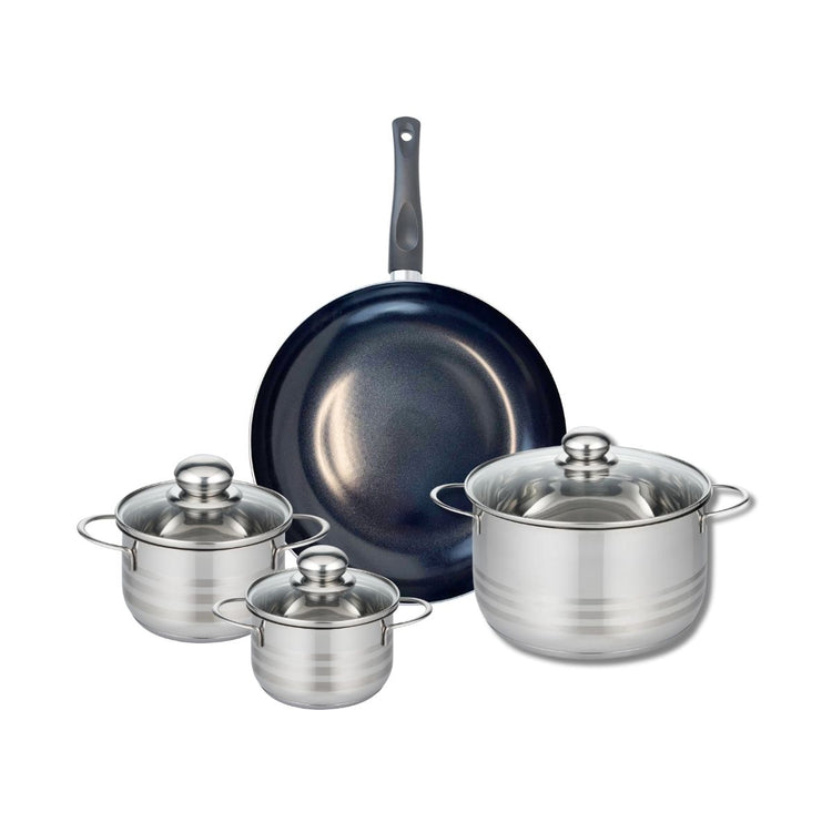 Ensemble de 1 Poêle de cuisson 32 cm et 3 faitouts 14, 16 et 24 cm Elo Prima Brillant