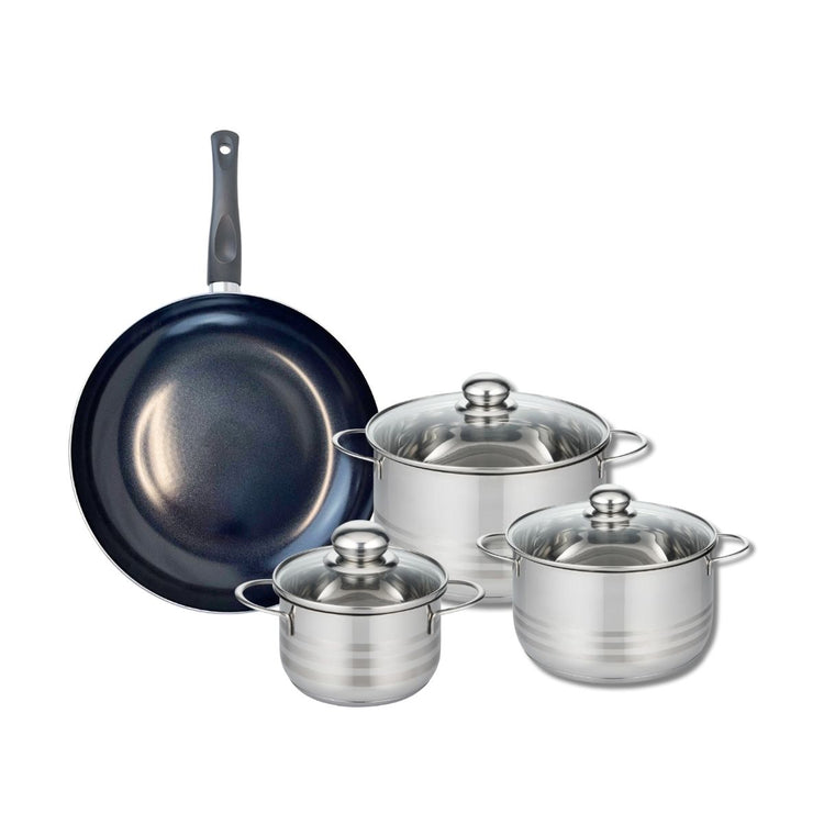 Ensemble de 1 Poêle de cuisson 32 cm et 3 faitouts 16, 20 et 24 cm Elo Prima Brillant