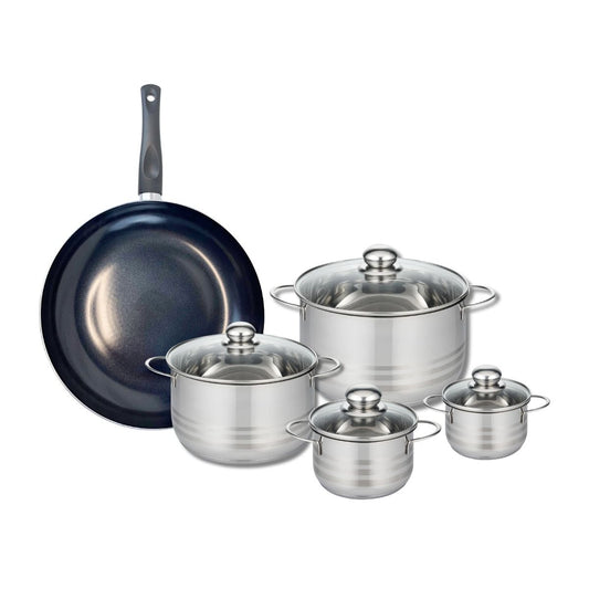 Ensemble de 1 Poêle de cuisson 32 cm et 4 faitouts 12, 14, 20 et 24 cm Elo Prima Brillant