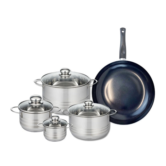 Ensemble de 1 Poêle de cuisson 32 cm et 4 faitouts 12, 16, 20 et 24 cm Elo Prima Brillant