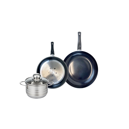 Ensemble de 2 Poêles de cuisson 20 et 24 cm et 1 faitout 14 cm Elo Prima Brillant