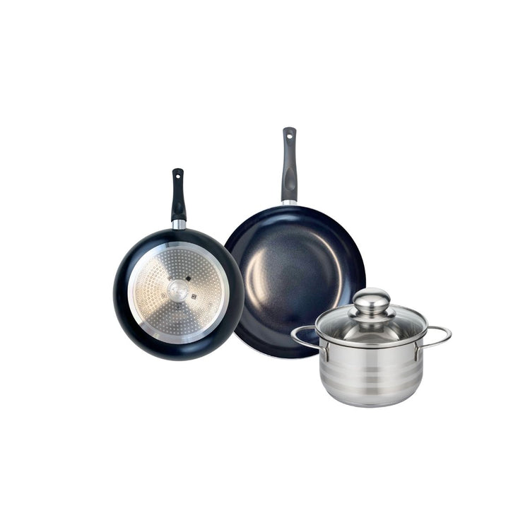 Ensemble de 2 Poêles de cuisson 20 et 24 cm et 1 faitout 16 cm Elo Prima Brillant