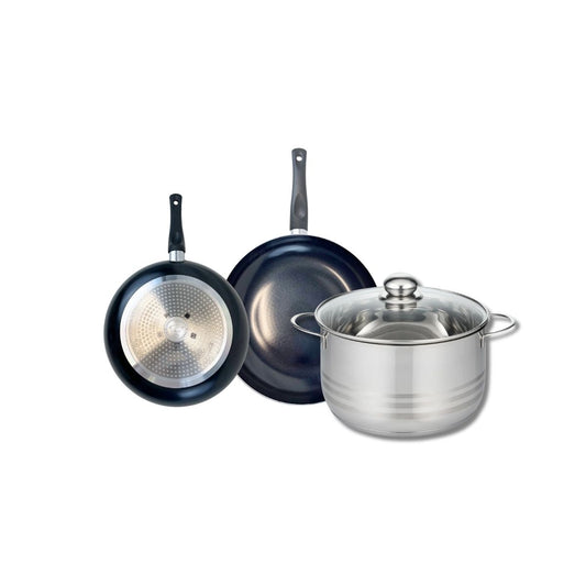 Ensemble de 2 Poêles de cuisson 20 et 24 cm et 1 faitout 24 cm Elo Prima Brillant