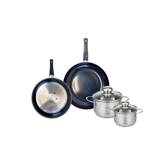 Ensemble de 2 Poêles de cuisson 20 et 24 cm et 2 faitouts 12 et 14 cm Elo Prima Brillant