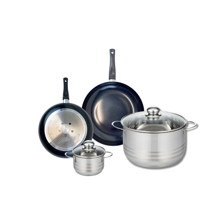 Ensemble de 2 Poêles de cuisson 20 et 24 cm et 2 faitouts 12 et 24 cm Elo Prima Brillant