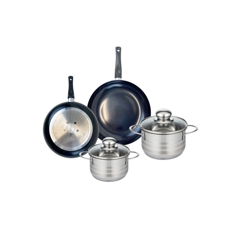 Ensemble de 2 Poêles de cuisson 20 et 24 cm et 2 faitouts 14 et 16 cm Elo Prima Brillant