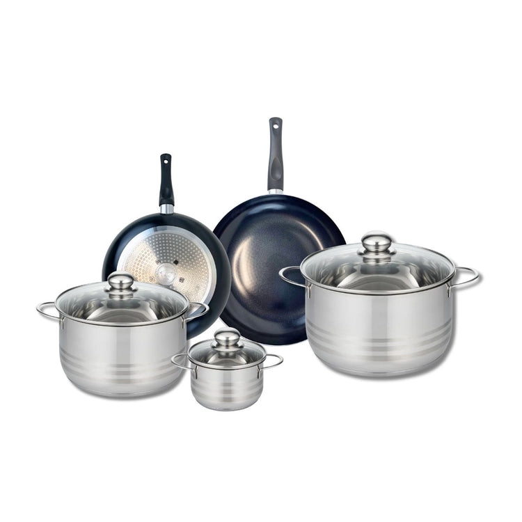 Ensemble de 2 Poêles de cuisson 20 et 24 cm et 3 faitouts 12, 20 et 24 cm Elo Prima Brillant